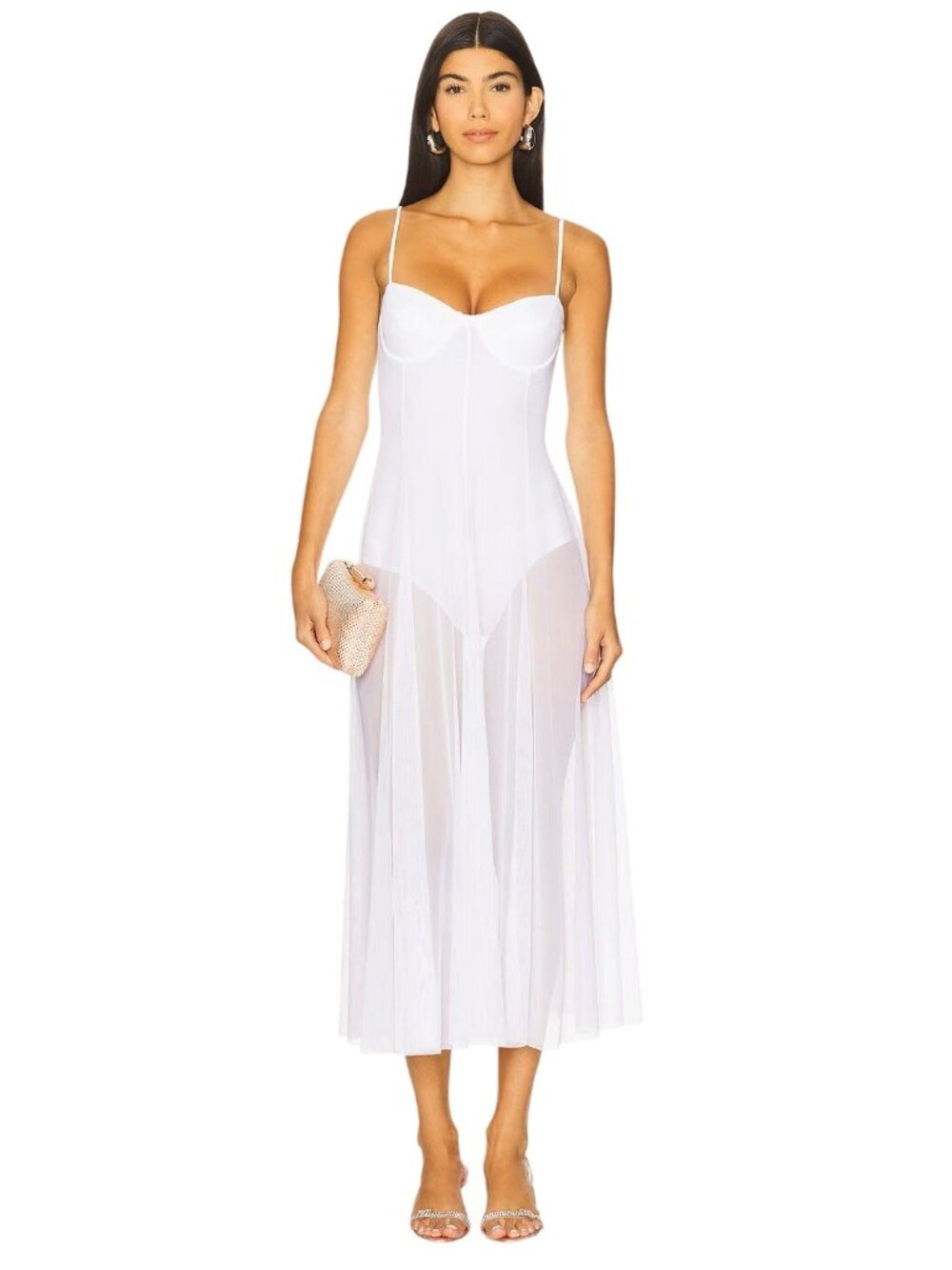 Norma Kamali Underwire Dress With Bodysuit in Snow White Small New Womens Midi
